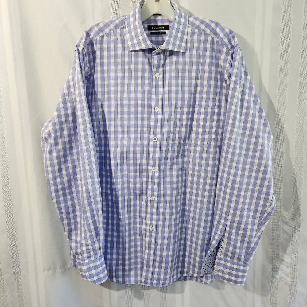 BUGATCHI CLASSIC FIT  BUTTON DOWN LONG SLEEVE SHIRT 👀  PICTURES FOR MEASUREMENT
